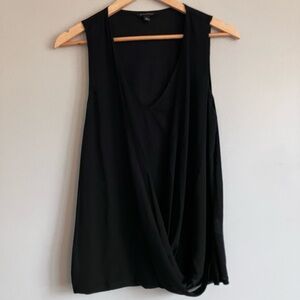 BANANA REPUBLIC Black V-Neck Faux Wrap Tank Blouse Size M